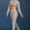 Pantalones acampanados con vuelta y punto trenzado en gris jaspeado