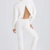 Pantalones acampanados de jersey de algodón texturizado en blanco