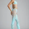 Pantalones acampanados de talle medio con adornos Stevie en azul hielo
