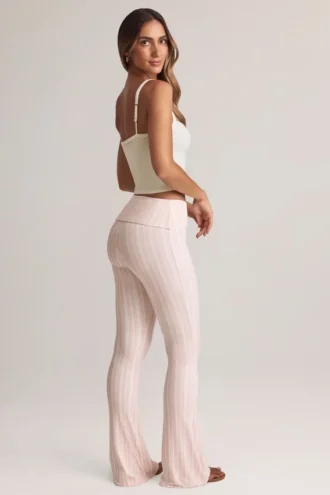 Pantalones acampanados de talle medio con vuelta de Bebe en modal y estampado de rayas