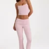 Pantalones acampanados de talle medio en modal color rosa palo