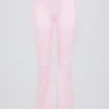 Pantalones acampanados fruncidos de jersey cepillado en rosa pálido jaspeado