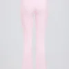 Pantalones acampanados fruncidos de jersey cepillado en rosa pálido jaspeado