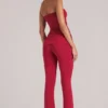 Pantalones ajustados de talle medio Lumi  en rojo cereza