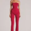Pantalones ajustados de talle medio Lumi  en rojo cereza