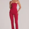 Pantalones ajustados de talle medio Lumi  en rojo cereza