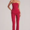 Pantalones ajustados de talle medio Lumi  en rojo cereza