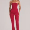Pantalones ajustados de talle medio Lumi  en rojo cereza