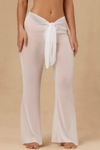 Pantalones anchos con lazo delantero Hydra en blanco