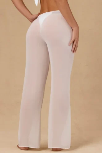 Pantalones anchos con lazo delantero Hydra en blanco