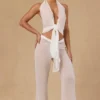 Pantalones anchos con lazo delantero Hydra en blanco