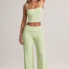 Pantalones anchos con vuelta de Melida Modal en verde salvia