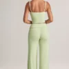 Pantalones anchos con vuelta de Melida Modal en verde salvia