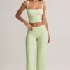 Pantalones anchos con vuelta de Melida Modal en verde salvia