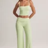 Pantalones anchos con vuelta de Melida Modal en verde salvia