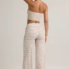 Pantalones anchos con vuelta Melida Modal en rayas rosa y amarillo