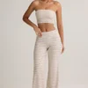 Pantalones anchos con vuelta Melida Modal en rayas rosa y amarillo