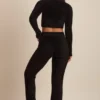 Pantalones anchos de punto mullido Safia en negro