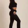 Pantalones anchos de punto mullido Safia en negro