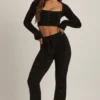 Pantalones anchos de punto mullido Safia en negro