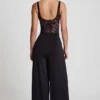 Pantalones anchos de talle medio de jersey suave Zafira en negro