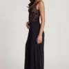 Pantalones anchos de talle medio de jersey suave Zafira en negro