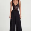 Pantalones anchos de talle medio de jersey suave Zafira en negro