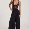 Pantalones anchos de talle medio de jersey suave Zafira en negro