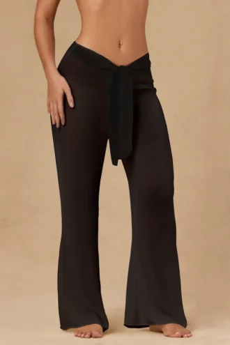 Pantalones anchos Hydra con lazo delantero en negro