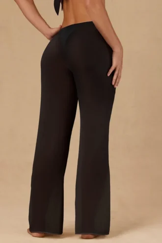 Pantalones anchos Hydra con lazo delantero en negro
