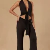Pantalones anchos Hydra con lazo delantero en negro