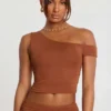 Pantalones Anona de talle medio en mezcla de modal y cachemira en marrón castaño