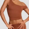 Pantalones Anona de talle medio en mezcla de modal y cachemira en marrón castaño