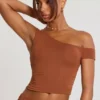 Pantalones Anona de talle medio en mezcla de modal y cachemira en marrón castaño