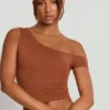 Pantalones Anona de talle medio en mezcla de modal y cachemira en marrón castaño