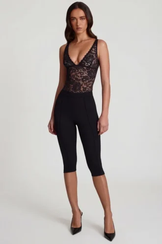 Pantalones capri cortos Giuliana Ponte Jersey en negro