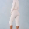 Pantalones capri de punto Selene de talle medio en color marfil