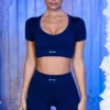 Pantalones Cortos acanalados en azul marino