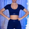 Pantalones Cortos acanalados en azul marino