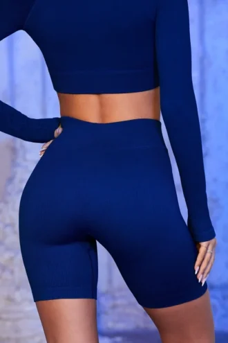 Pantalones Cortos ciclistas acanalados en azul marino