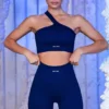 Pantalones Cortos ciclistas acanalados en azul marino