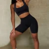 Pantalones Cortos ciclistas de cintura alta Define Luxe en negro