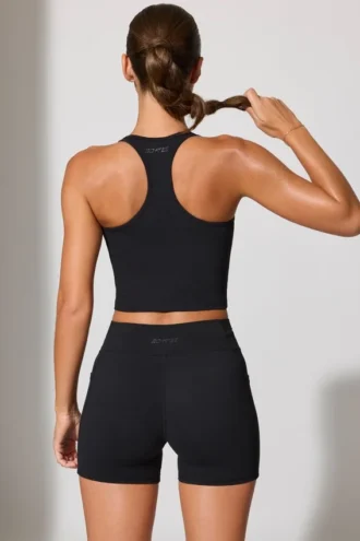 Pantalones Cortos con cintura retorcida y bolsillos en negro