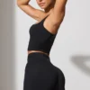 Pantalones Cortos con cintura retorcida y bolsillos en negro