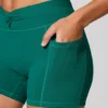 Pantalones Cortos con cintura retorcida y bolsillos en verde azulado