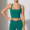 Pantalones Cortos con cintura retorcida y bolsillos en verde azulado