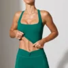 Pantalones Cortos con cintura retorcida y bolsillos en verde azulado