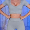 Pantalones Cortos de canalé en gris