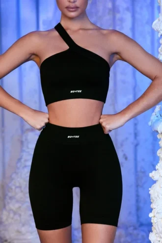 Pantalones Cortos de ciclista acanalados en negro