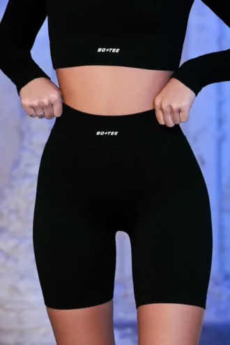 Pantalones Cortos de ciclista acanalados en negro